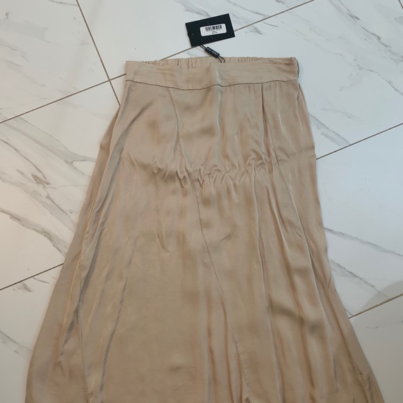 Cest Moi Satin Tan Midi Skirt - Picture 2 of 3